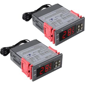 2Pcs STC-1000 Digital Temperature Controller 110-220V Thermostat Incubator Thermoregulator Relay Heating Cooling with Sensor Probe Cable