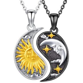 Yin Yang Matching Jewelry Set 925 Sterling Silver Yin Yang Friendship Couples BFF Pendant Necklace Jewelry Birthday Gifts for Her Him