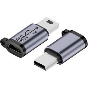 2 Pack Type-C Male to Micro USB Female Adapter，Micro USB to USB C Adapter 9v 2A Fast Charging， Supports 480Mbps Data Transfer Speed (Type-C Male to Micro USB Female)