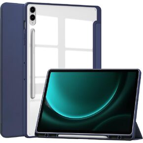 Hybrid Slim Case for Samsung Galaxy Tab S9 FE 10.9 Inch/Galaxy Tab S9 11 Inch 2023, Ratesell Shockproof Cover with Clear Transparent Back Shell, with S Pen Holder Black