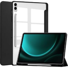 Hybrid Slim Case for Samsung Galaxy Tab S9 FE 10.9 Inch/Galaxy Tab S9 11 Inch 2023, Ratesell Shockproof Cover with Clear Transparent Back Shell, with S Pen Holder Black in Kuwait