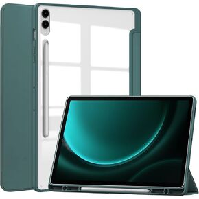 Hybrid Slim Case for Samsung Galaxy Tab S9 FE 10.9 Inch/Galaxy Tab S9 11 Inch 2023, Ratesell Shockproof Cover with Clear Transparent Back Shell, with S Pen Holder Black