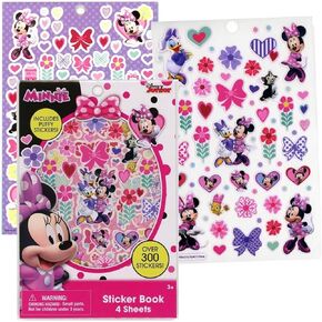 Innovative Designs, LLC Minnie Mouse Sticker Book Set of 4 - Each Pack Includes 4 Sheets with 300+ Stickers, Personalize and Decorate with Minnie Mouse Sticker Pads, Cute Stickers for Girls and Boys