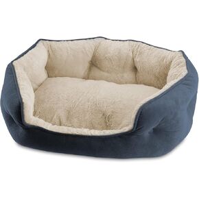 Arlee Cozy Oval Round Cuddler Pet Dog Bed - Memory Foam - Chew Resistant - Assembled USA, Medium/Large, Blue