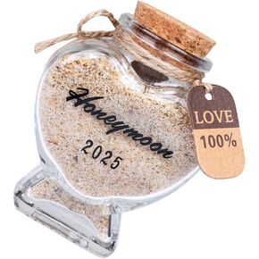 Honeymoon Sand Keepsake Jar 2024 - Bridal Shower Gifts for Newlywed,Bride Gifts,Wedding Gifts for Couples 2024,Engagement Gifts for Couples. (2024 Honeymoon Jar - Heart Shaped)