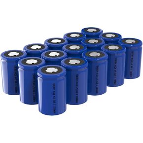 Tenergy 4/5 SubC 1.2 Volts 1300mAh NiCD Rechargeable Batteries with Tabs, Flat top, 15 Pack