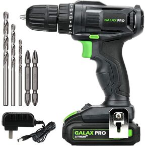 GALAX PRO 2-Speed Drill 20V MAX Lithium-Ion Drill/Driver, 3/8'' Electric Drill with 19+1 Torque Setting, 68 Pieces Accessories Ideal for Home Improvement and DIY Project
