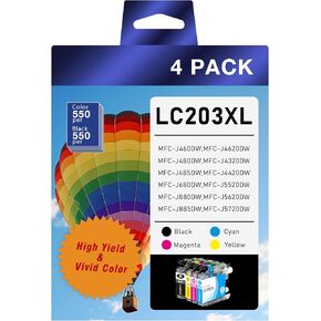 LC203XL Ink Cartridge Compatible for Brother LC203 201 Ink Cartridges Printer Combo Pack High Yield Works with MFC-J485DW MFC-J480DW MFC-J4420DW, MFC-J460DW MFC-J5520DW, MFC-J5620DW Printer