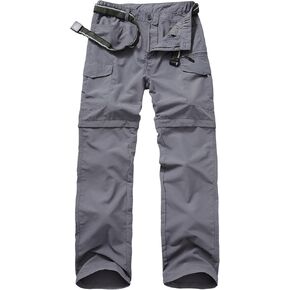 Mens Hiking Convertible Pants Quick Dry Zip Off Lightweight Cargo Fishing Work Pants Trousers with Belt