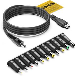 12 Volt Power Cable PD USB C to 12V Power Supply Compatible with Power Stations Power Banks with PD, 1.8M 20AWG PD Convert Cable Power Adapter, 11 Connectors