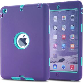 MAKEIT CASE for iPad Mini Case, for iPad Mini 2 3 Case, 3in1 Hybrid Shockproof Case for iPad Mini 1/2/ 3 (Dark Blue/Fluorescent Green)