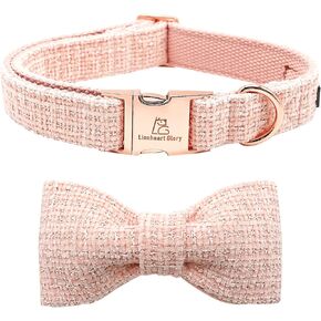 Lionheart glory Dog Bow Collar Pink Dog Collars for Female Dogs Adjustable Soft Dog Collars with Bowtie, Pet Collars Bow Tie for Large Dogs Gift