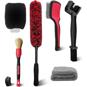 YeewayVeh Car Wheel Brush Set, 4 Pack Scratch-Free Microfiber Deep Tires Cleaning Brush,Tyre Dressing Applicator Brush and Detailing Brush for Vehicle Motorcycle Rim Engine Exhaust Tips Car Wash Kit
