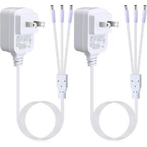 Umigy 2 Pcs 4.5v Power Adapter Compatible with Lemax Lighted Accessory Ac Dc Power Adapter for Christmas Halloween Village Lights Micro Lighting Building Decoration, White(5 Output, Bend)