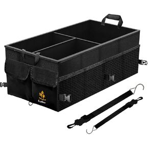EcoNour Trunk Organizer for Car, Storage Organizer With Detachable Dividers for SUV, Collapsible Multi Compartment Groceries Organizer with Adjustable Straps, Car & Truck Accessories