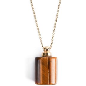 YGLINE Fluorit Essential Oil Necklace,Crystal Vial Essential Oil Necklace,Essential Oil, Youngliving,Perfume Necklace,Perfume Bottle Necklace