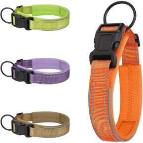 Tactical Nylon Pet Collars for Dogs Cats for Small Medium Large Heavy Dogs Used for Training Walking Jogging,Adjustable Reflective, a Variety of Sizes to Choose from (Orange, M)