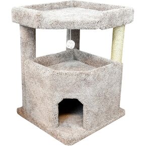 Prestige Cat Trees Brown Solid Wood Condo Mansion, Large