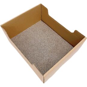 SVY Cozy Cat Box with Scratcher Pad, Made of Corrugated Cardboard, Ideal for Cats & Kittens & Small Dogs & Small Animals
