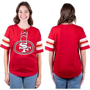 Ultra Game NFL Women's Lace Up Tee Shirt Penalty Box