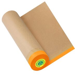 Pre Taped Masking Paper, Painters Tape and Masking Paper 24inch X 50feet, Tape and Drape for Painting, Pre-Taped Paper Painters roll for Automotive, Floor, Appliance and Furniture. 2Rolls