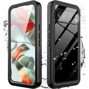 Hllhunkhe for Goolge Pixel 9 Pro Case, Waterproof Case with Built-in Screen Protector, Rugged Full Body Underwater Dustproof Shockproof Drop Proof Protective Cover, Black