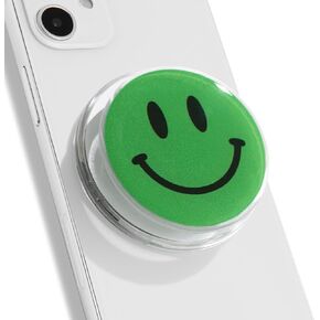 Magsafe Compatible Cute Smile Face Shape Expandible Collapsible Mobile Phone Grip Stand Holder for Smartphone Tablet Cell Phone Accessory (Yellow)