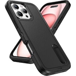 IDweel for iPhone 16 Pro Max Case with Stand,Heavy Duty Protection Shockproof Anti-Scratch Slim Lightweight Protective Sturdy Case Hard Cover for iPhone 16 Pro Max 6.9 Inch,Black