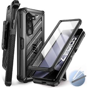SUPCASE for Galaxy Z Fold 5 Case (Unicorn Beetle), [Belt Clip with S Pen Holder] [Built-in Screen Protector & Stand] Heavy Duty Shockproof Protective Rugged Phone Case for Samsung Fold 5, Black