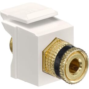 Leviton 40833-BTE QuickPort Binding Post Adapter with Black Stripe, Light Almond