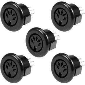 uxcell S-video PCB Mount 5 Pin Din Socket Video Connector Black DS-5-07A 5Pcs