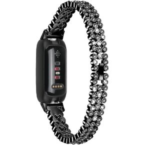 Slim Bling Bands Compatible with Fitbit Inspire 3 Smartwatch,Rhinestone Dressy Bracelet Replacement for Inspire 3 Wristbands Accessories Jewelry Strap Women Girl