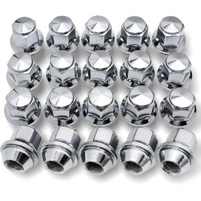 20PCS M12*1.5 Lug Nut - 13/16" 21mm Hex 32mm Length - Chrome Factory Style Wheel Nut for 2011-2020 Ford Focus Escape Fusion Fiesta Ranger EcoSport Transit Connect Lincoln MKC MKZ (OEM# 611-303)