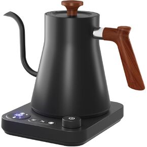Gooseneck Electric Coffee Kettle, 1200W Quick Heating, ±1℉ Temperature Control, Stainless Steel Inner Pot for Pour Over Coffee & Tea (White, 110V US Plug)