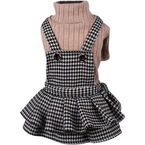 Dog Sweater for Small Dogs Girls,Warm Pet Sweater Cute Knitted Classic dog dresses，Dog Clothes Coat for Puppy Cat（Brown，Medium