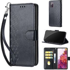 Designed for Samsung Galaxy S20 FE Case Wallet,Women Flip Folio Cover with Embossed PU Leather Stand Credit Card Holders Slots Wrist Strap Phone Case for Samsung S20 FE 5G (Rose Gold Butterfly)