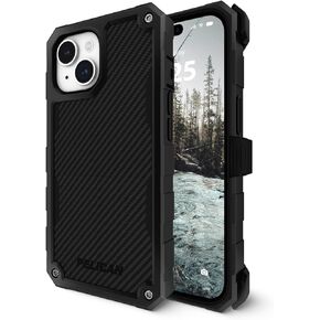 Case-Mate Pelican Shield Series - iPhone 15, iPhone 14, iPhone 13 Case 6.1"" [MagSafe] [21ft Military Grade Drop Protection] Rugged, Magnetic Case Cover with Belt Clip Holster Kickstand - Black