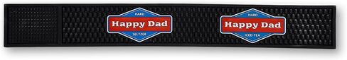 Happy Dad Hard Seltzer & Tea Bar Mat for Home Bar Accessories, Man Cave Decor, Coffee Station, Bartender Kitchen Counter Bar Pad, Waterproof Non Slip Durable PVC, Black Square, 24in x 3in x 0.5in in Saudi Arabia