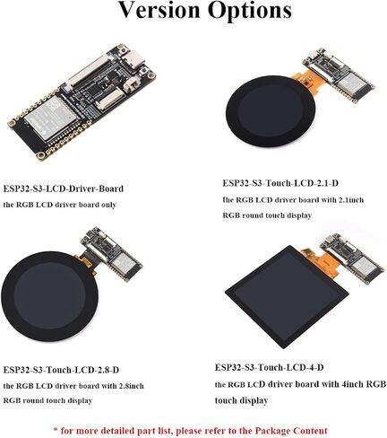 لوحة تشغيل ESP32-S3 RGB LCD، مع معالج ثنائي النواة 32 بت 240 ميجاهرتز LX7، وذاكرة PSRAM 8 ميجابايت وفلاش، يدعم W-i-F i وBlue-Tooth، متوافق مع شاشة LCD مستديرة تعمل باللمس RGB 2.1/2.8/4 بوصة أو شاشة I2C/SPI in Saudi Arabia