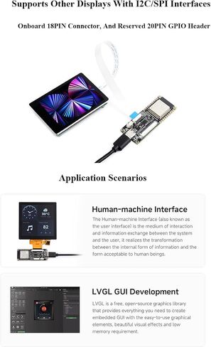 لوحة تشغيل ESP32-S3 RGB LCD، مع معالج ثنائي النواة 32 بت 240 ميجاهرتز LX7، وذاكرة PSRAM 8 ميجابايت وفلاش، يدعم W-i-F i وBlue-Tooth، متوافق مع شاشة LCD مستديرة تعمل باللمس RGB 2.1/2.8/4 بوصة أو شاشة I2C/SPI in Saudi Arabia