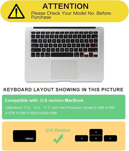 English Silicone Keyboard Cover Skin for MacBook Air 13 Inch A1466 A1369(Release 2010-2017)& MacBook Pro 13" 15" 17" (2015 Or Older Version,with/Without Retina Display) in Kuwait