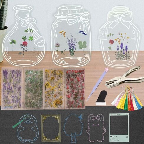 YCOSAN 70 Pcs Dried Flower Bookmark Kit - DIY Color Transparent Bookmarks, Dried Flower Bookmarks Set (Pressed Flowers Excluded) in Saudi Arabia