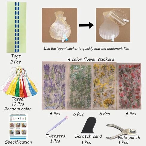YCOSAN 70 Pcs Dried Flower Bookmark Kit - DIY Color Transparent Bookmarks, Dried Flower Bookmarks Set (Pressed Flowers Excluded) in Saudi Arabia