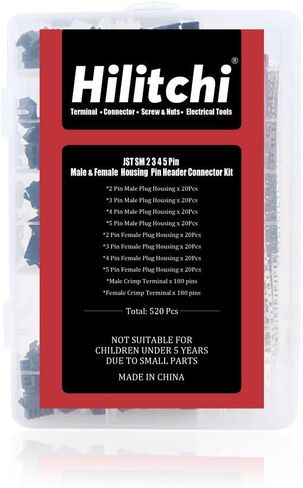 Hilitchi 520Pcs 2.5mm Pitch 2 3 4 5 Pin Male & Female Plug Housing and Male/female Pin Header Crimp Terminals Connector Kit Perfectly Compatible with JST SM in Saudi Arabia