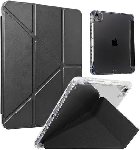 for iPad Pro 11" & iPad Air 10.9" Case with Pencil Holder - Folding Folio Stand Case for iPad Air 6 & 5 & 4 (2024-2020), 2022-2018 iPad Pro (1st-4th Gen) Origami Case - Exquisite Black in Saudi Arabia