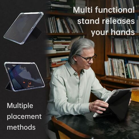 for iPad Pro 11" & iPad Air 10.9" Case with Pencil Holder - Folding Folio Stand Case for iPad Air 6 & 5 & 4 (2024-2020), 2022-2018 iPad Pro (1st-4th Gen) Origami Case - Exquisite Black in Saudi Arabia