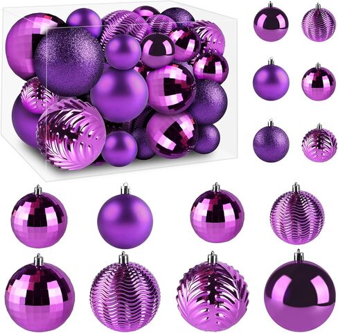 24Pcs Halloween Ball Ornaments Set, 2.36 inch Shatterproof Hanging Halloween Tree Ornaments with Shiny Tree Ball Ornaments for Indoor&Outdoor Holiday Party Decoration in Saudi Arabia