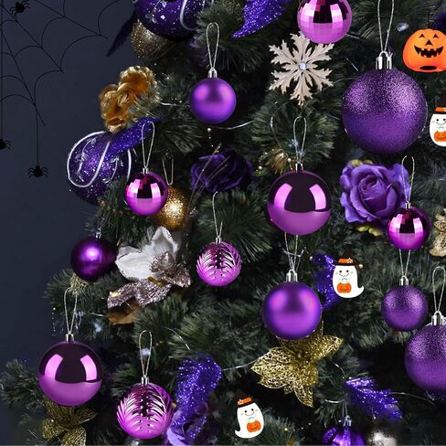 24Pcs Halloween Ball Ornaments Set, 2.36 inch Shatterproof Hanging Halloween Tree Ornaments with Shiny Tree Ball Ornaments for Indoor&Outdoor Holiday Party Decoration in Saudi Arabia