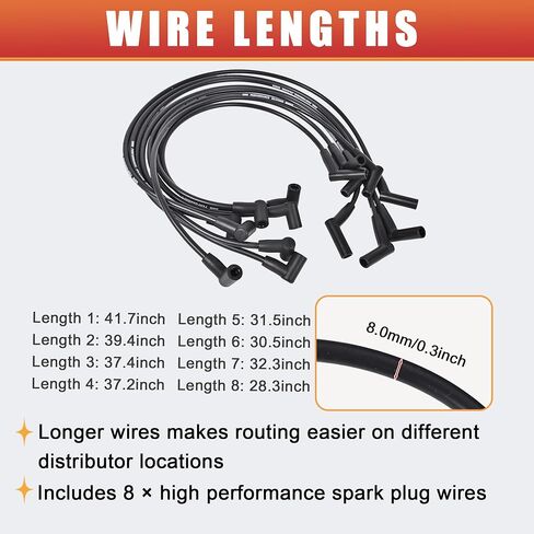 RLP Silicone Spark Plug Wires Set 8.0mm Blue Replacement for SBF Small Block Ford Valve Cover Wires 221 255 260 289 302 351W Fits HEI Distributor Caps in Saudi Arabia