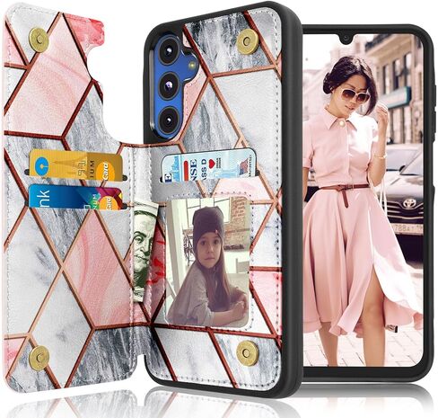 Tekcoo Galaxy A15 5G Wallet Case, Minimalist Luxury PU Leather ID Cash Credit Card Holder Slots Magnetic Closure Kickstand Folio Flip Slim Protective Cover for Samsung Galaxy A15 5G [Marble] in Saudi Arabia
